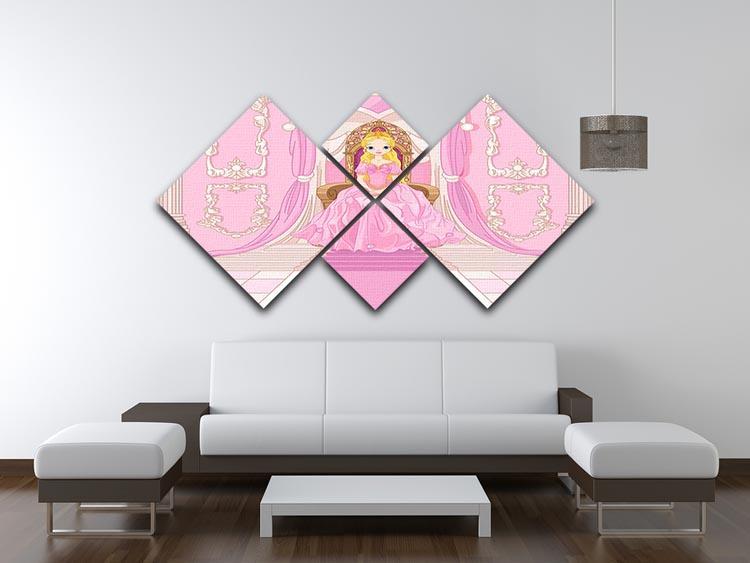 Charming Princess sits on a throne 4 Square Multi Panel Canvas - Canvas Art Rocks - 3