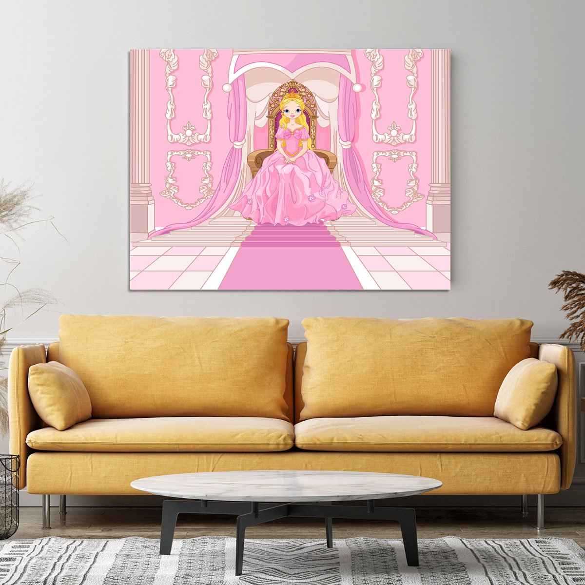 Charming Princess sits on a throne Canvas Print or Poster