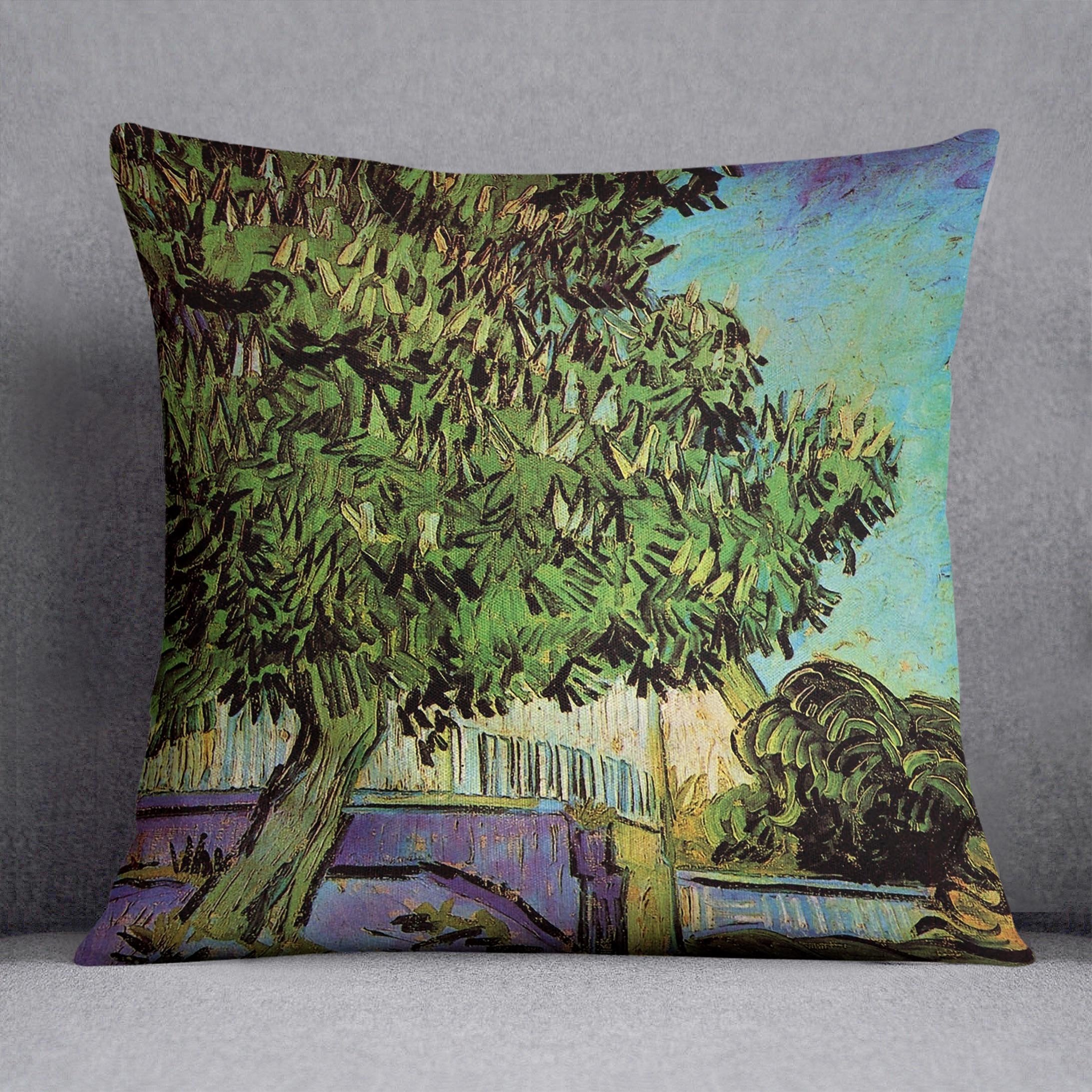 Chestnut Tree in Blossom by Van Gogh Throw Pillow