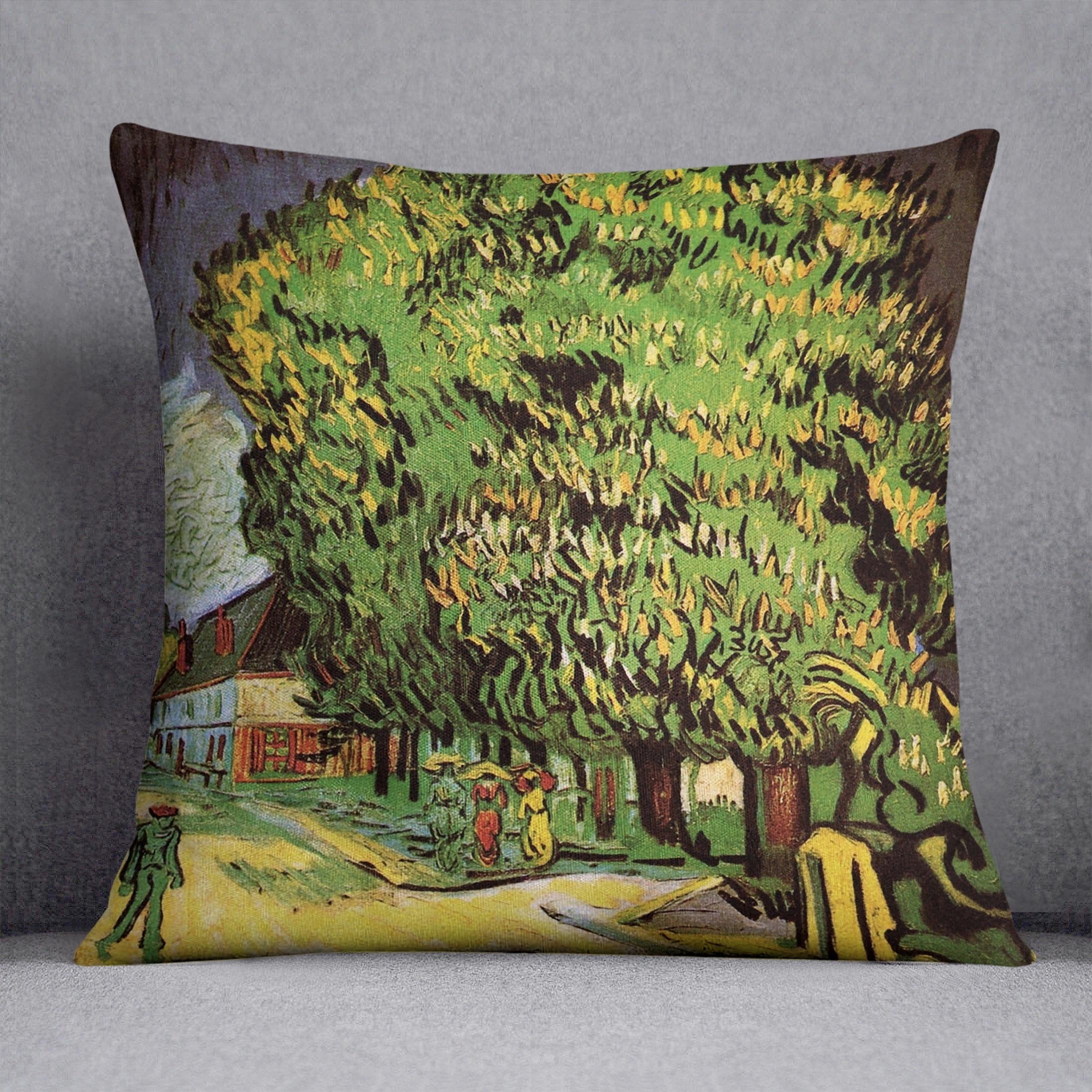 Chestnut Trees in Blossom by Van Gogh Throw Pillow