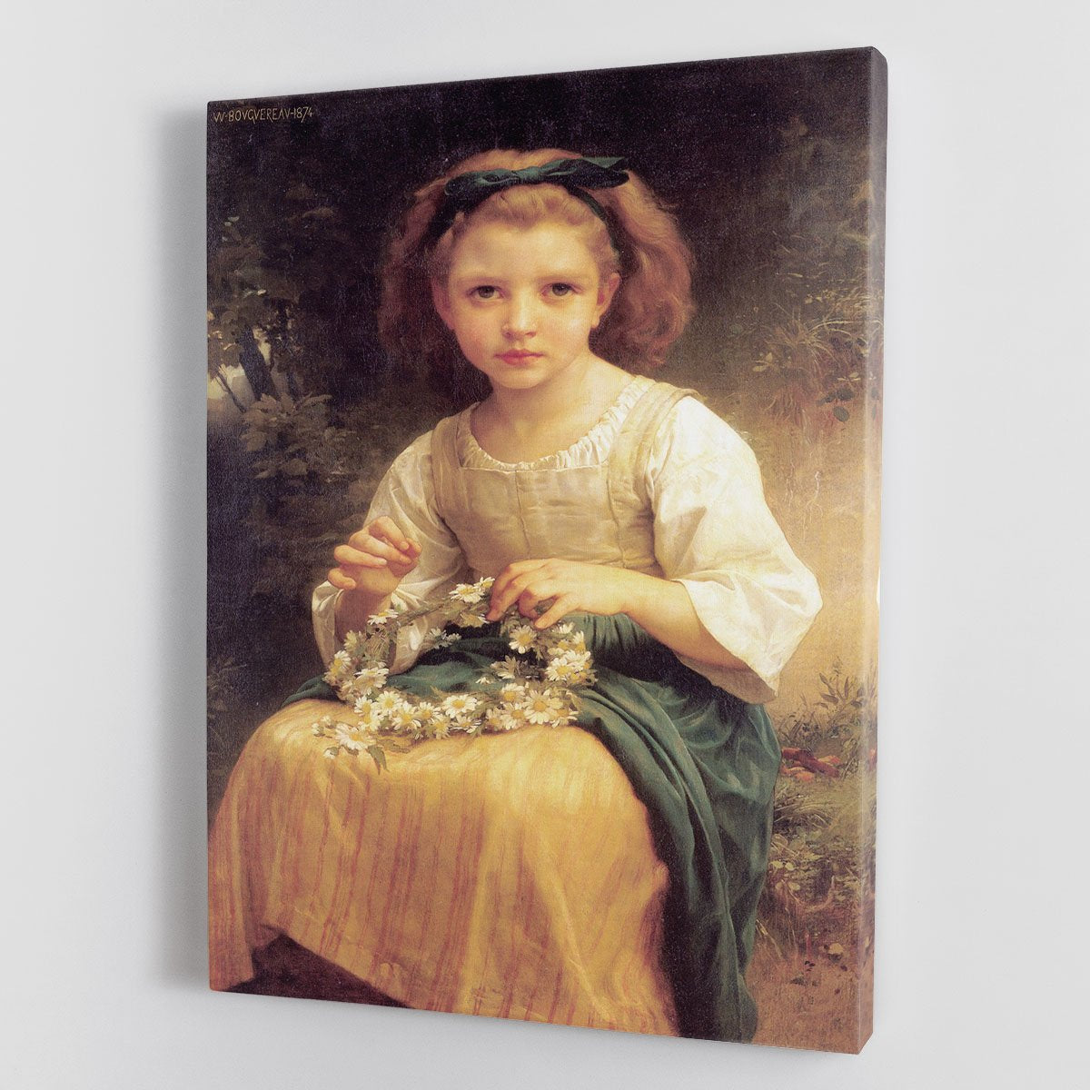 Child Braiding A Crown By Bouguereau Canvas Print or Poster