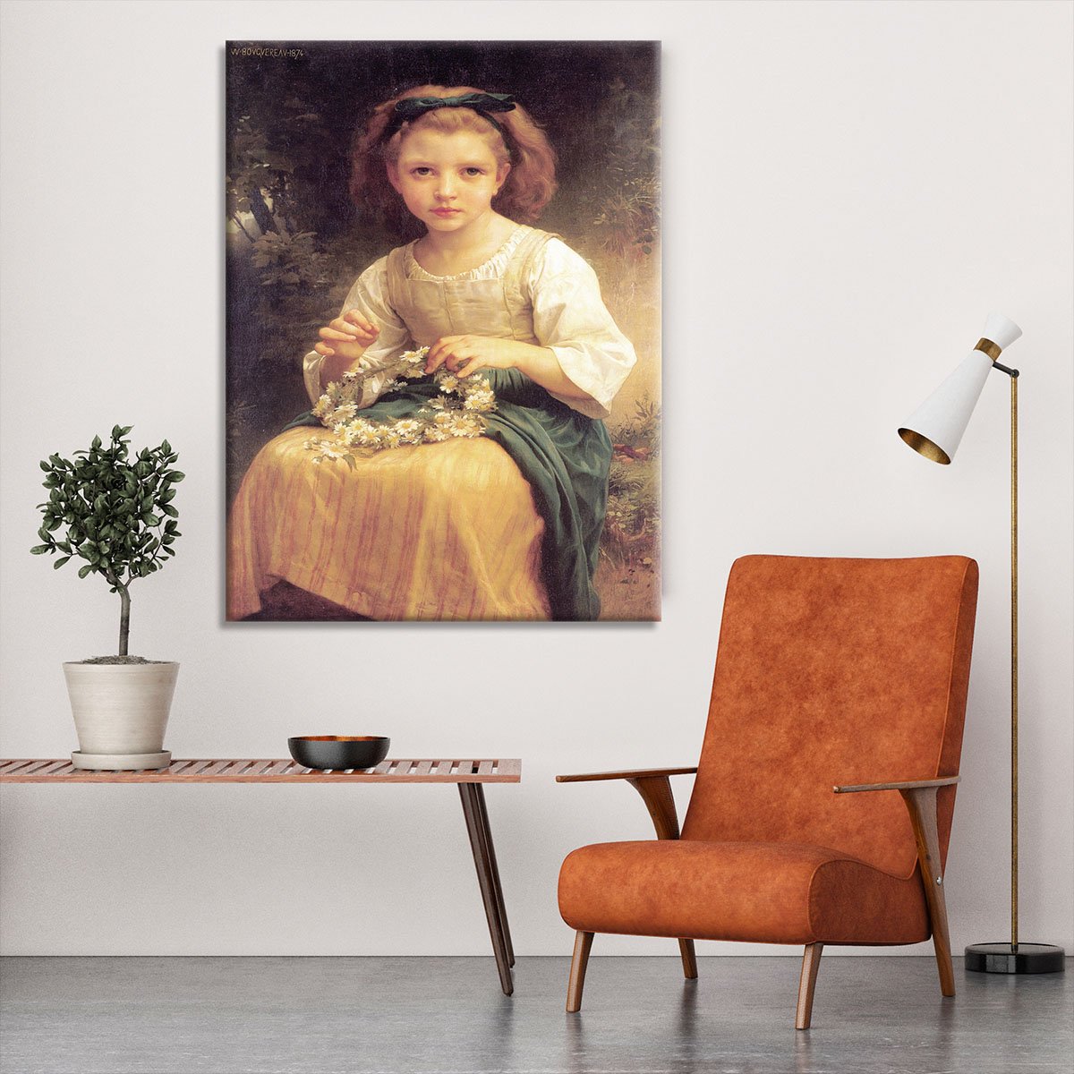 Child Braiding A Crown By Bouguereau Canvas Print or Poster