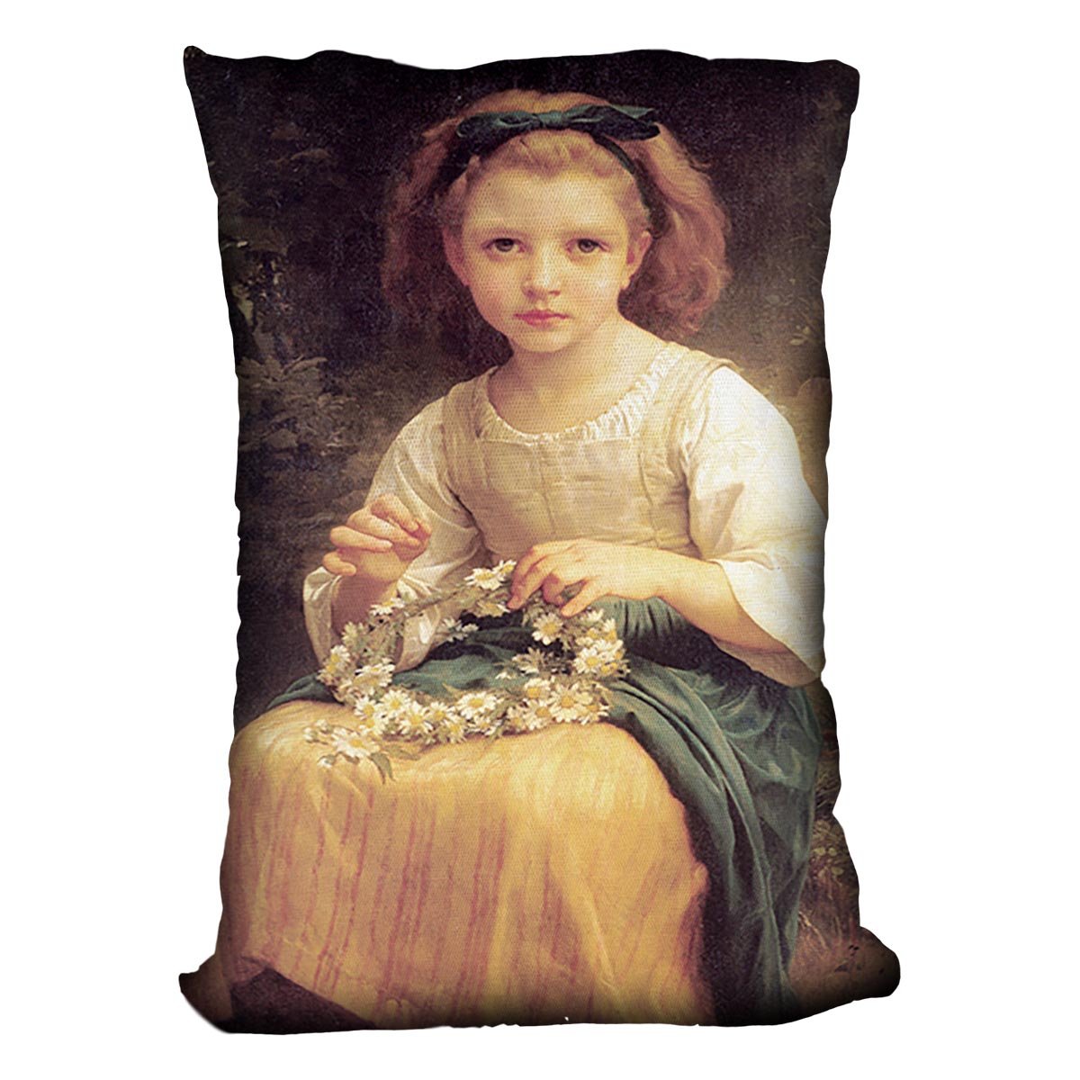 Child Braiding A Crown By Bouguereau Throw Pillow
