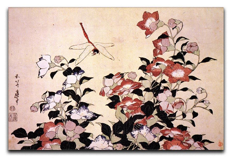 Chinese bell flower and dragon-fly by Hokusai Canvas Print or Poster  - Canvas Art Rocks - 1
