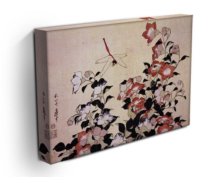Chinese bell flower and dragon-fly by Hokusai Canvas Print or Poster - Canvas Art Rocks - 3