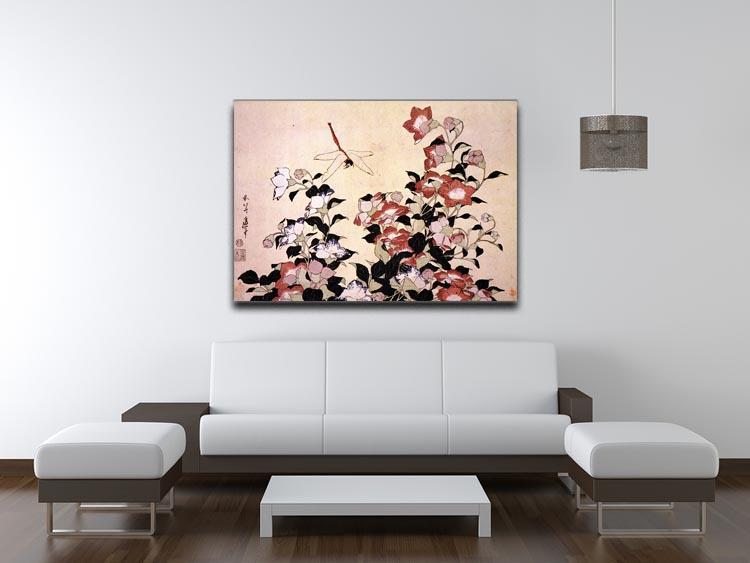 Chinese bell flower and dragon-fly by Hokusai Canvas Print or Poster - Canvas Art Rocks - 4