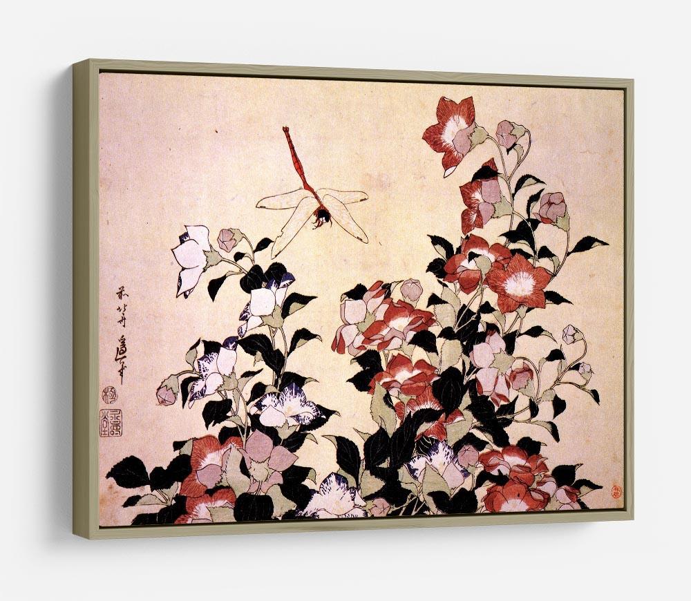 Chinese bell flower and dragon-fly by Hokusai HD Metal Print