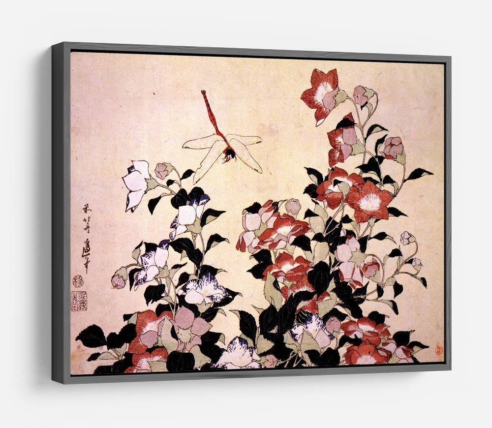 Chinese bell flower and dragon-fly by Hokusai HD Metal Print