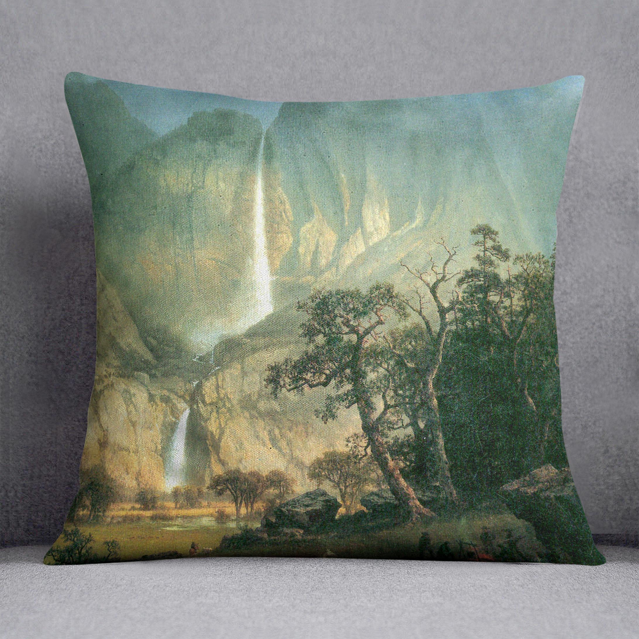 Cho-Looke Yosemite Watterfall by Bierstadt Cushion - Canvas Art Rocks - 1
