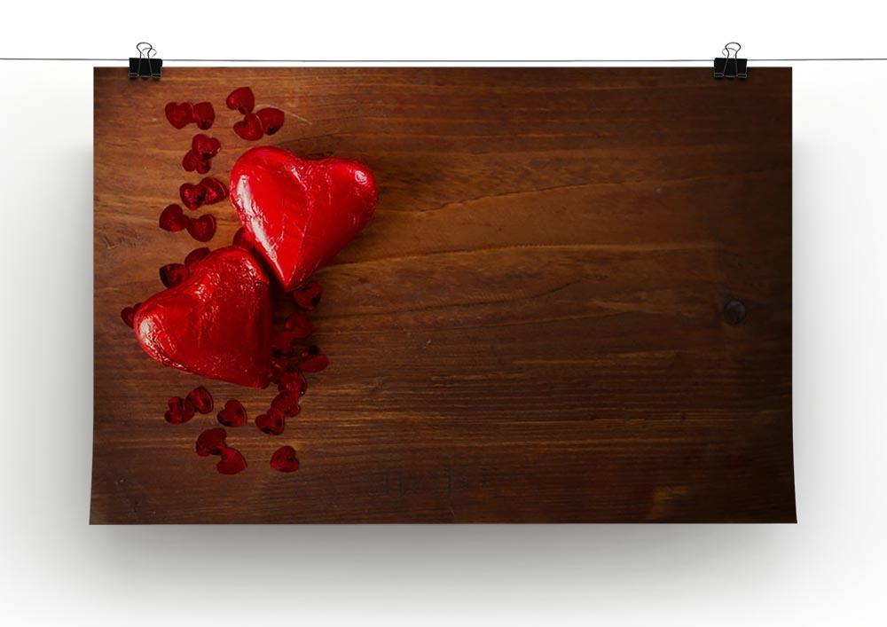 Chocolate hearts on wooden board Canvas Print or Poster - Canvas Art Rocks - 2