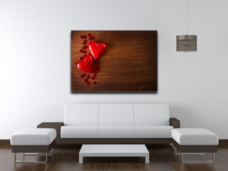 Chocolate hearts on wooden board Canvas Print or Poster - Canvas Art Rocks - 4