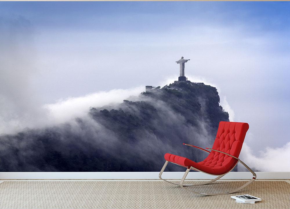 Christ the Redeemer in clouds Wall Mural Wallpaper - Canvas Art Rocks - 2