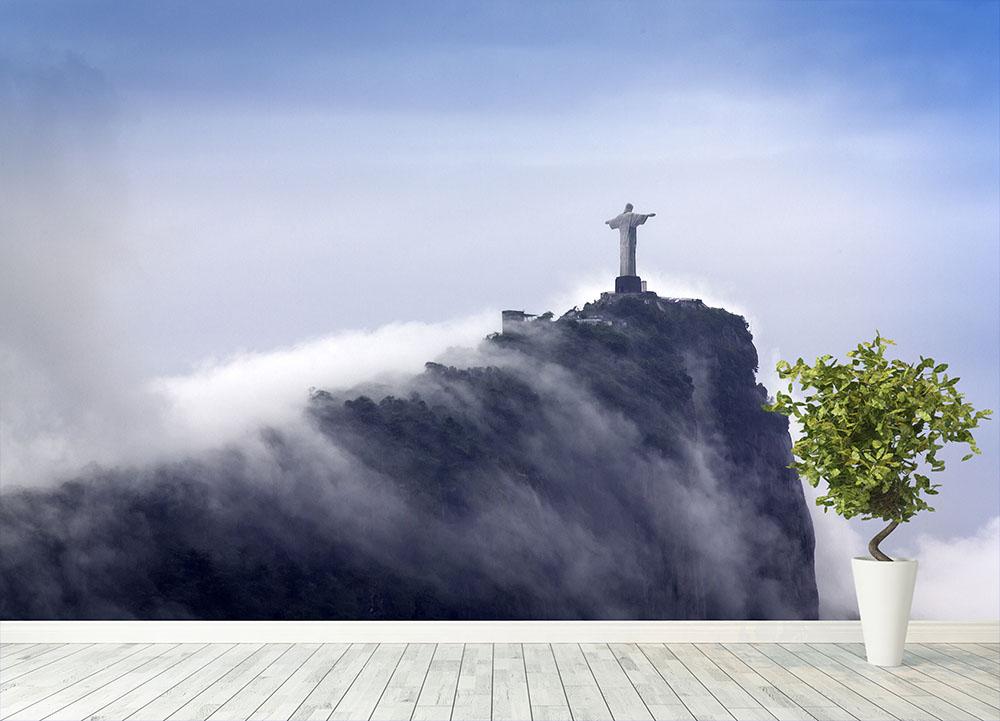 Christ the Redeemer in clouds Wall Mural Wallpaper - Canvas Art Rocks - 4