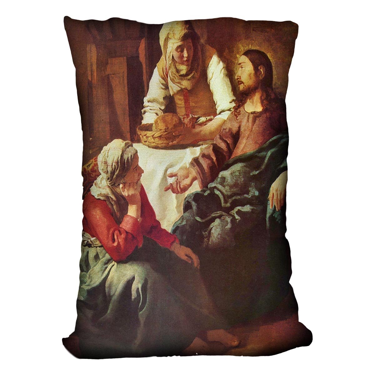 Christ with Mary and Martha by Vermeer Cushion