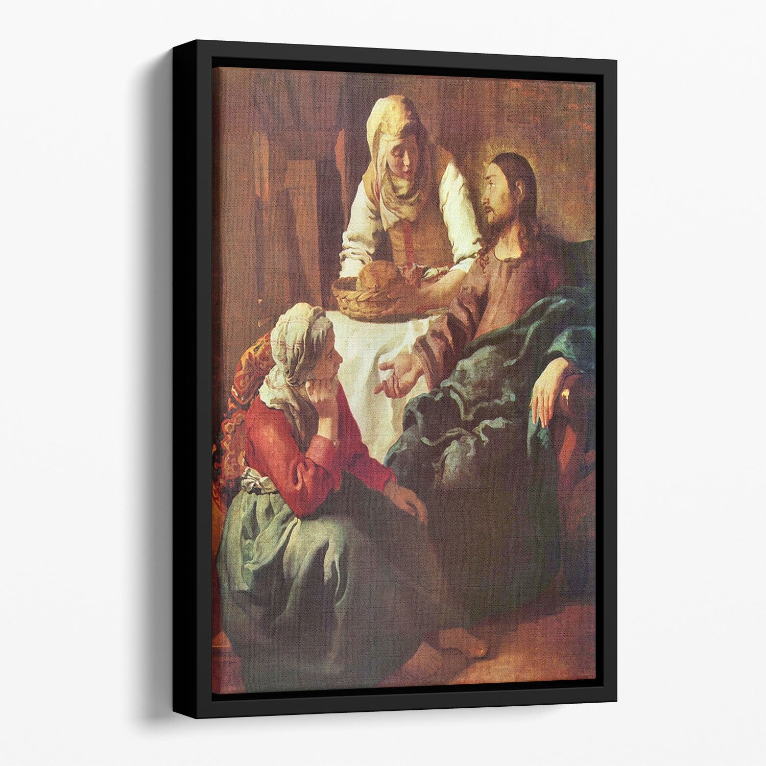 Christ with Mary and Martha by Vermeer Floating Framed Canvas