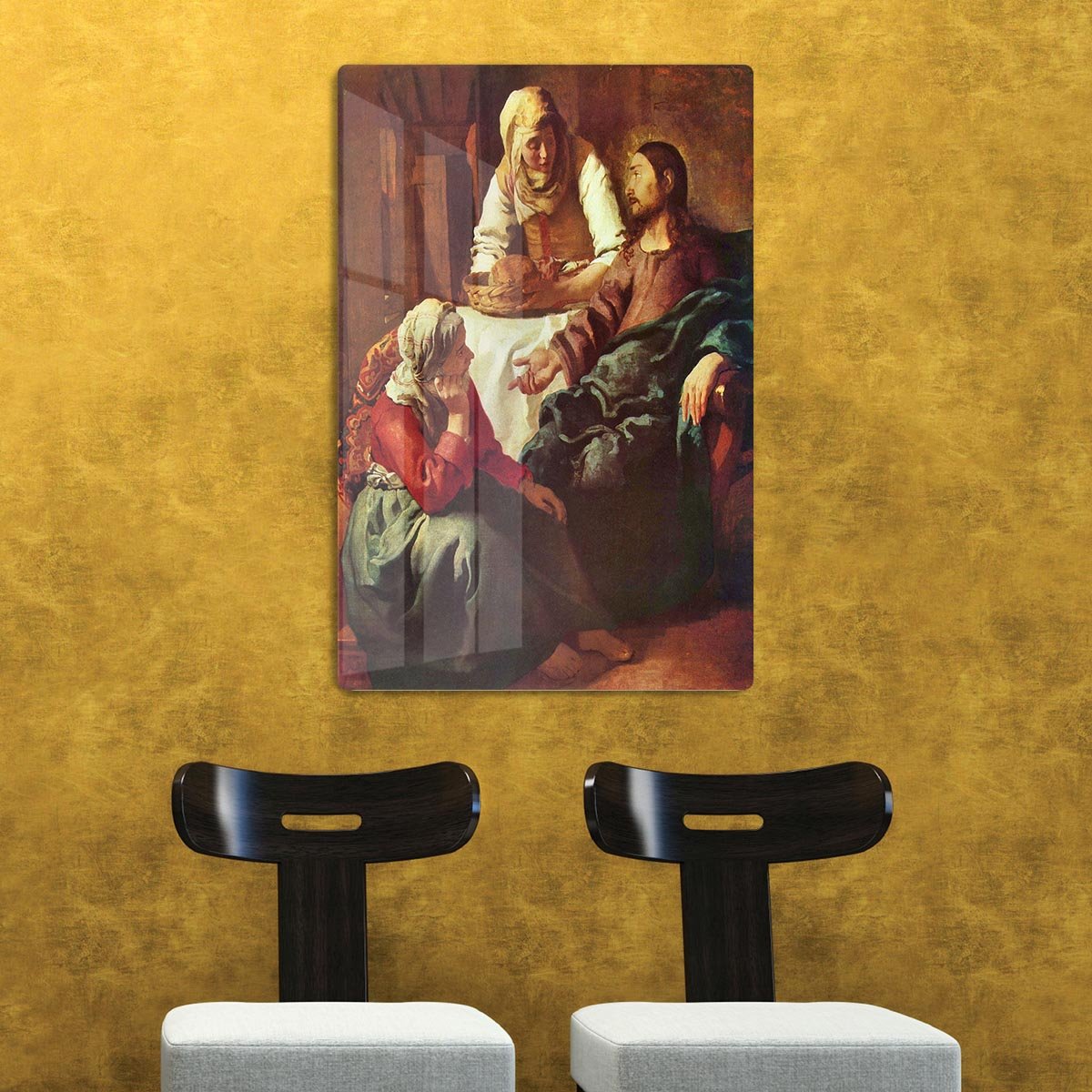 Christ with Mary and Martha by Vermeer HD Metal Print - Canvas Art Rocks - 2