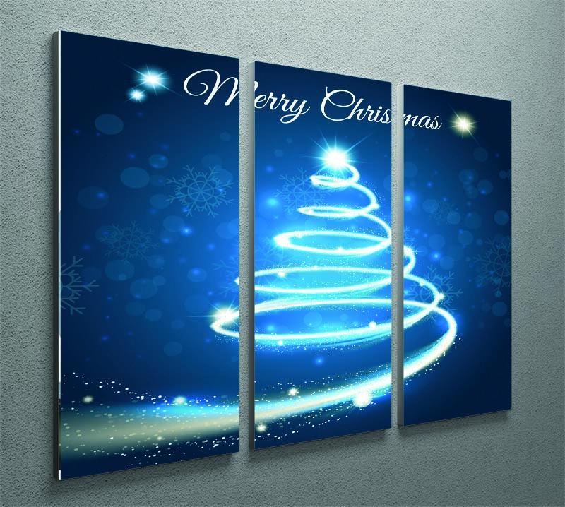 Christmas Blue Tree 3 Split Panel Canvas Print - Canvas Art Rocks - 2