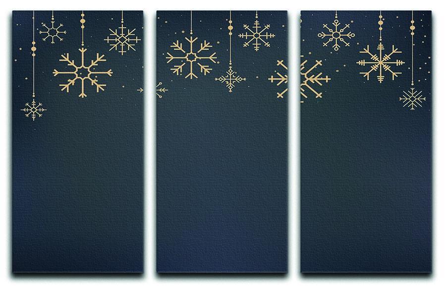 Christmas Gold Snowflake 3 Split Panel Canvas Print - Canvas Art Rocks - 1