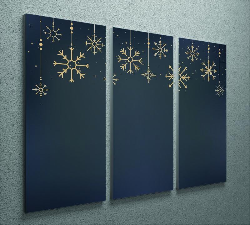Christmas Gold Snowflake 3 Split Panel Canvas Print - Canvas Art Rocks - 2