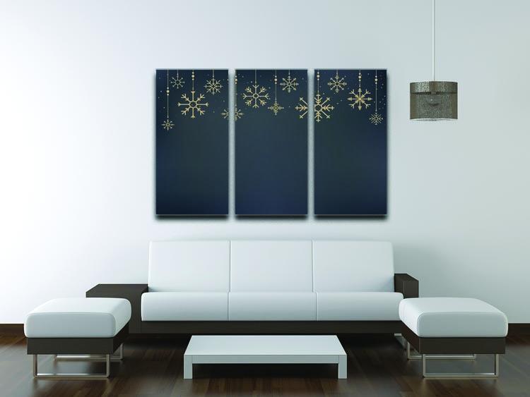 Christmas Gold Snowflake 3 Split Panel Canvas Print - Canvas Art Rocks - 3