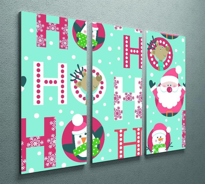 Christmas Ho Ho Ho 3 Split Panel Canvas Print - Canvas Art Rocks - 2