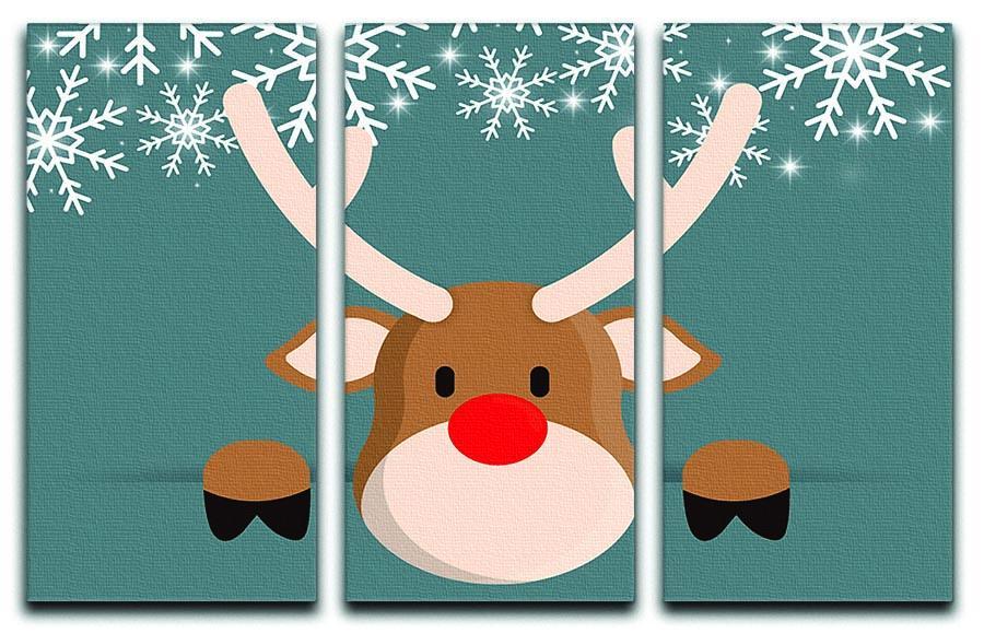 Christmas Reindeer 3 Split Panel Canvas Print - Canvas Art Rocks - 1