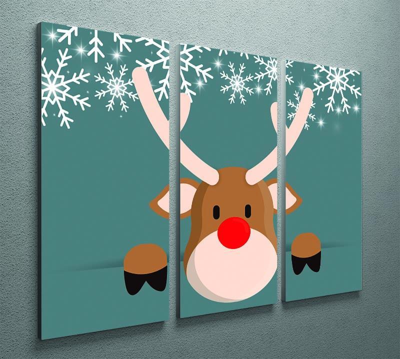 Christmas Reindeer 3 Split Panel Canvas Print - Canvas Art Rocks - 2
