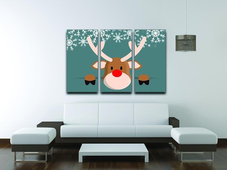 Christmas Reindeer 3 Split Panel Canvas Print - Canvas Art Rocks - 3