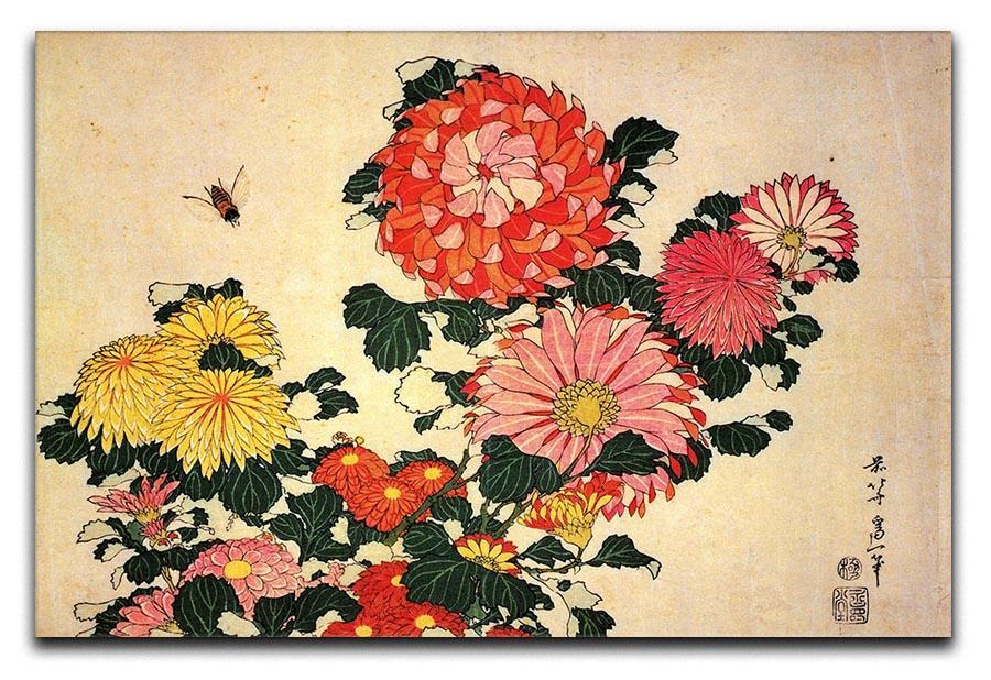 Chrysanthemum and bee by Hokusai Canvas Print or Poster  - Canvas Art Rocks - 1