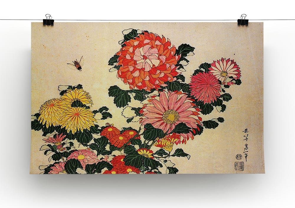Chrysanthemum and bee by Hokusai Canvas Print or Poster - Canvas Art Rocks - 2