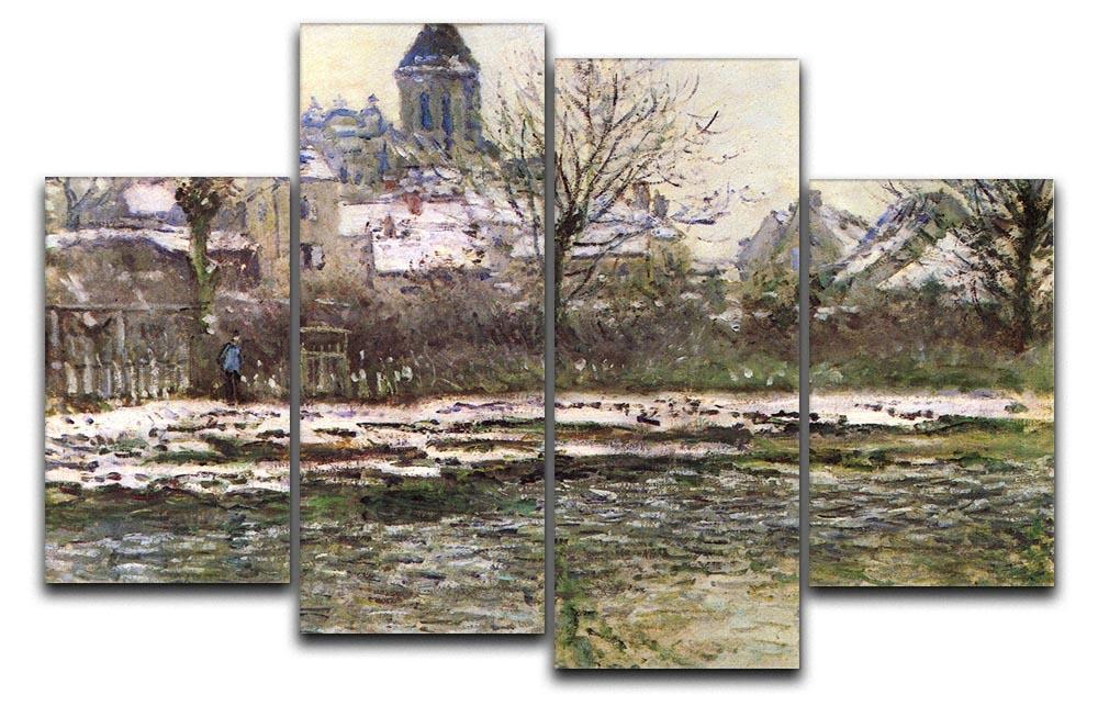 Church of Vetheuil in the snow by Monet 4 Split Panel Canvas  - Canvas Art Rocks - 1