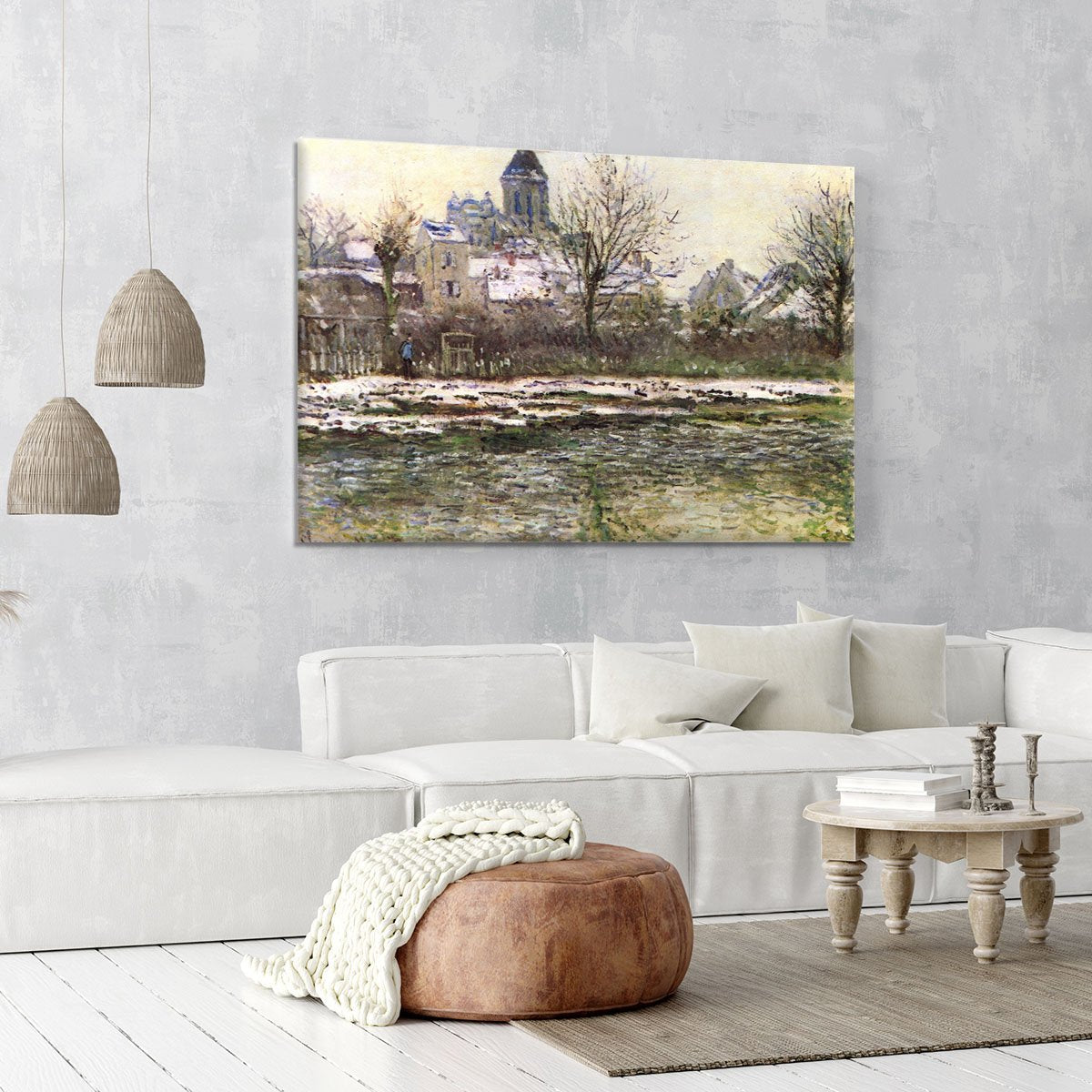 Church of Vetheuil in the snow by Monet Canvas Print or Poster