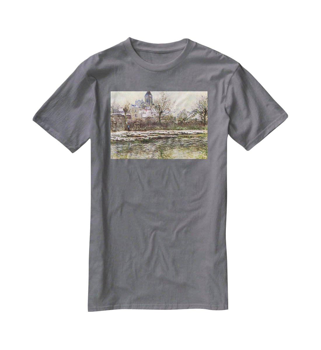 Church of Vetheuil in the snow by Monet T-Shirt - Canvas Art Rocks - 3