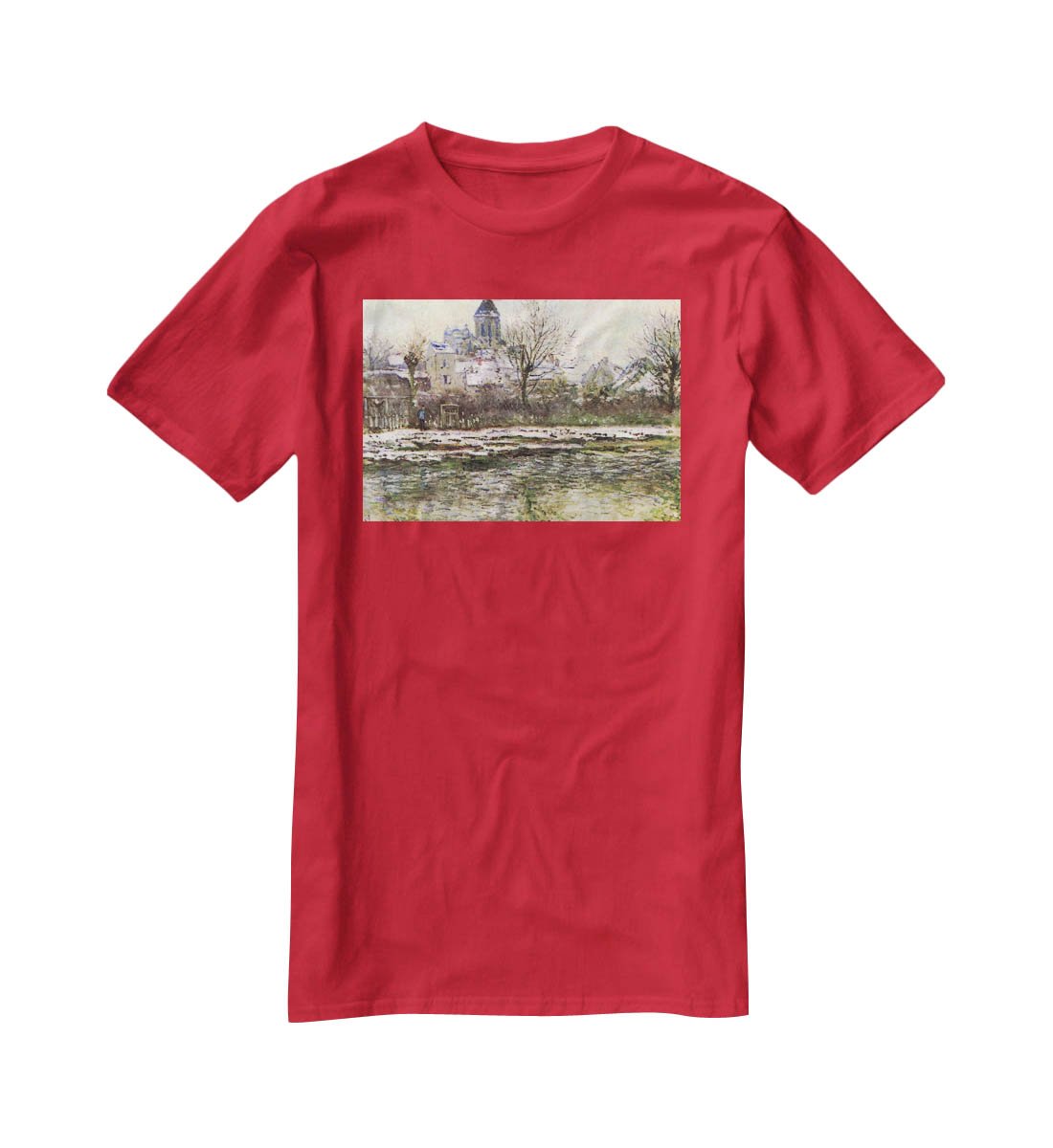 Church of Vetheuil in the snow by Monet T-Shirt - Canvas Art Rocks - 4