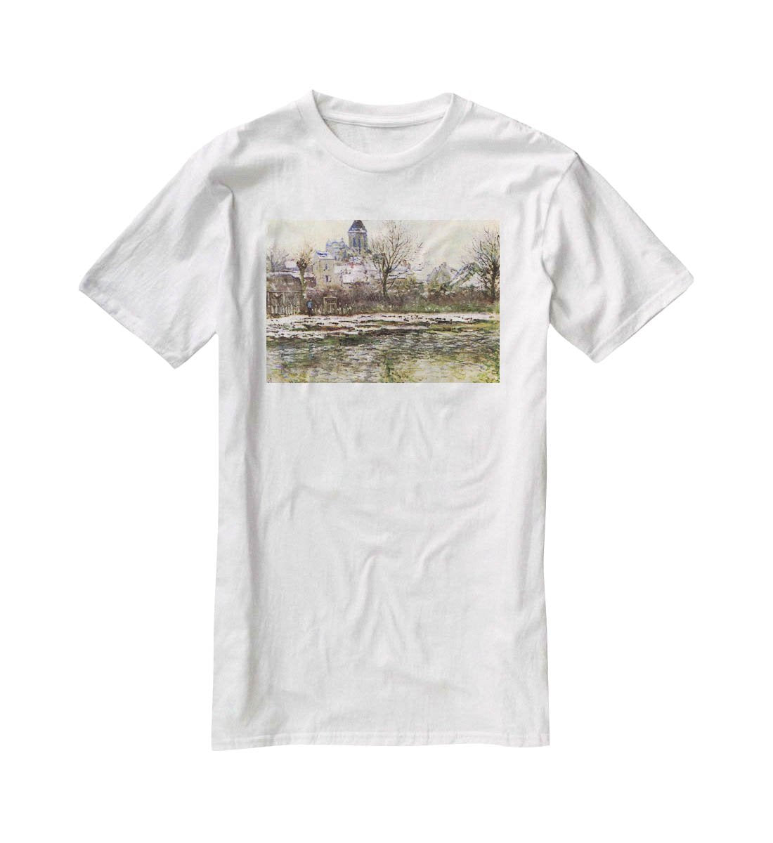 Church of Vetheuil in the snow by Monet T-Shirt - Canvas Art Rocks - 5