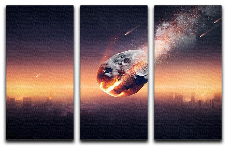 City on earth destroyed by meteor shower 3 Split Panel Canvas Print - Canvas Art Rocks - 1