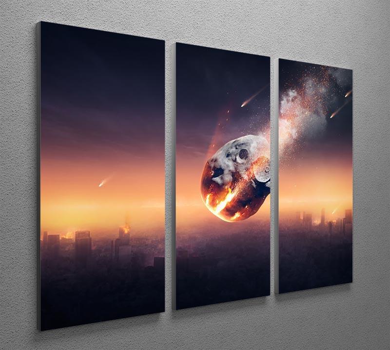 City on earth destroyed by meteor shower 3 Split Panel Canvas Print - Canvas Art Rocks - 2