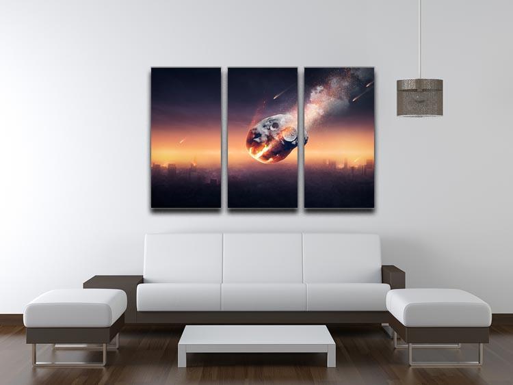 City on earth destroyed by meteor shower 3 Split Panel Canvas Print - Canvas Art Rocks - 3