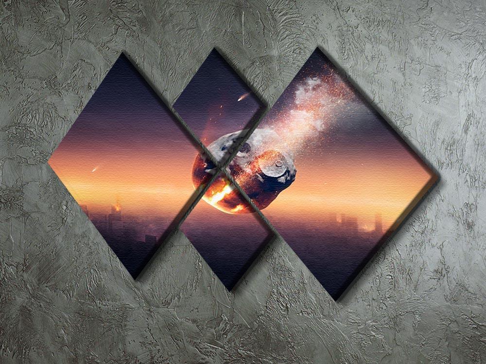 City on earth destroyed by meteor shower 4 Square Multi Panel Canvas - Canvas Art Rocks - 2
