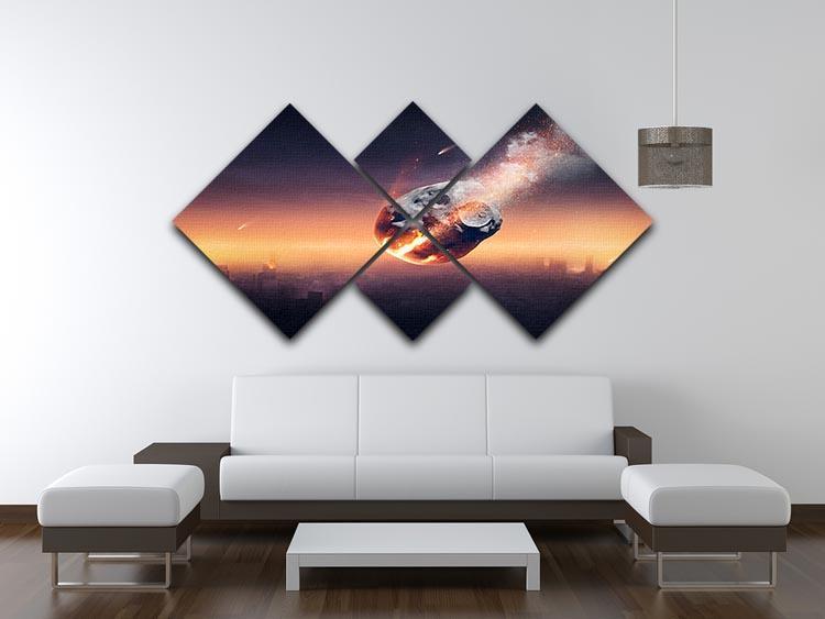City on earth destroyed by meteor shower 4 Square Multi Panel Canvas - Canvas Art Rocks - 3