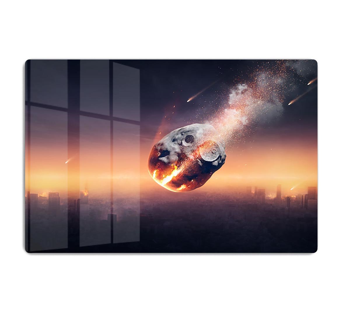 City on earth destroyed by meteor shower HD Metal Print