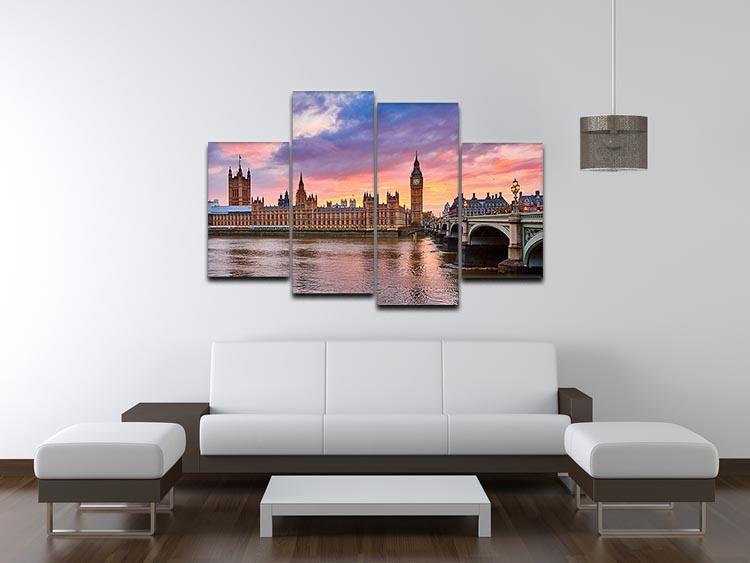 Cityscape of Big Ben and Westminster Bridge 4 Split Panel Canvas  - Canvas Art Rocks - 3