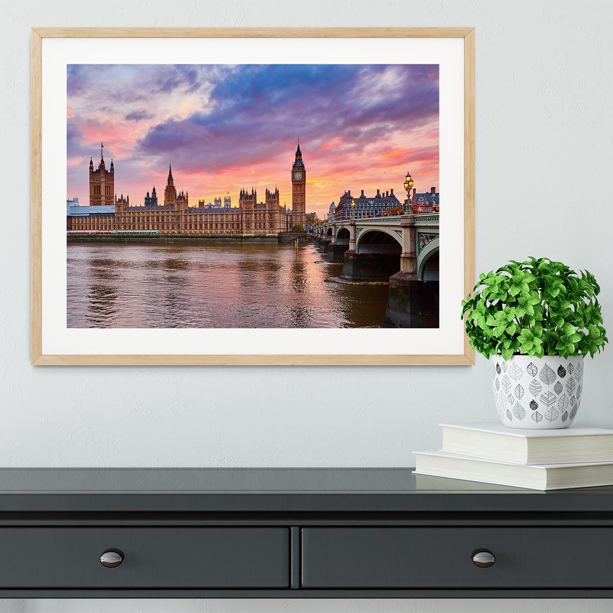 Cityscape of Big Ben and Westminster Bridge Framed Print - Canvas Art Rocks - 3
