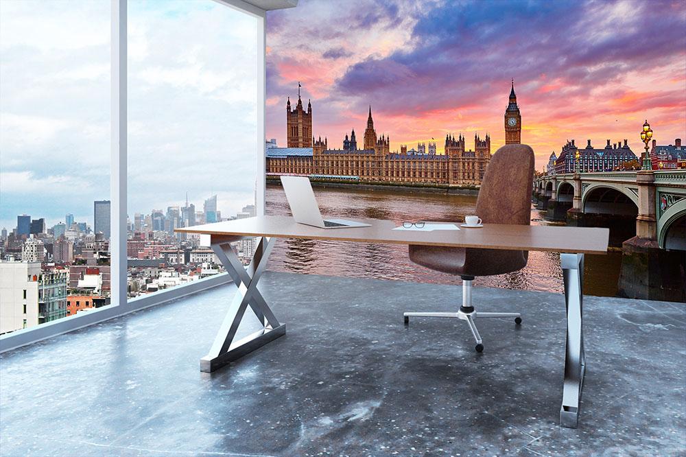Cityscape of Big Ben and Westminster Bridge Wall Mural Wallpaper - Canvas Art Rocks - 3