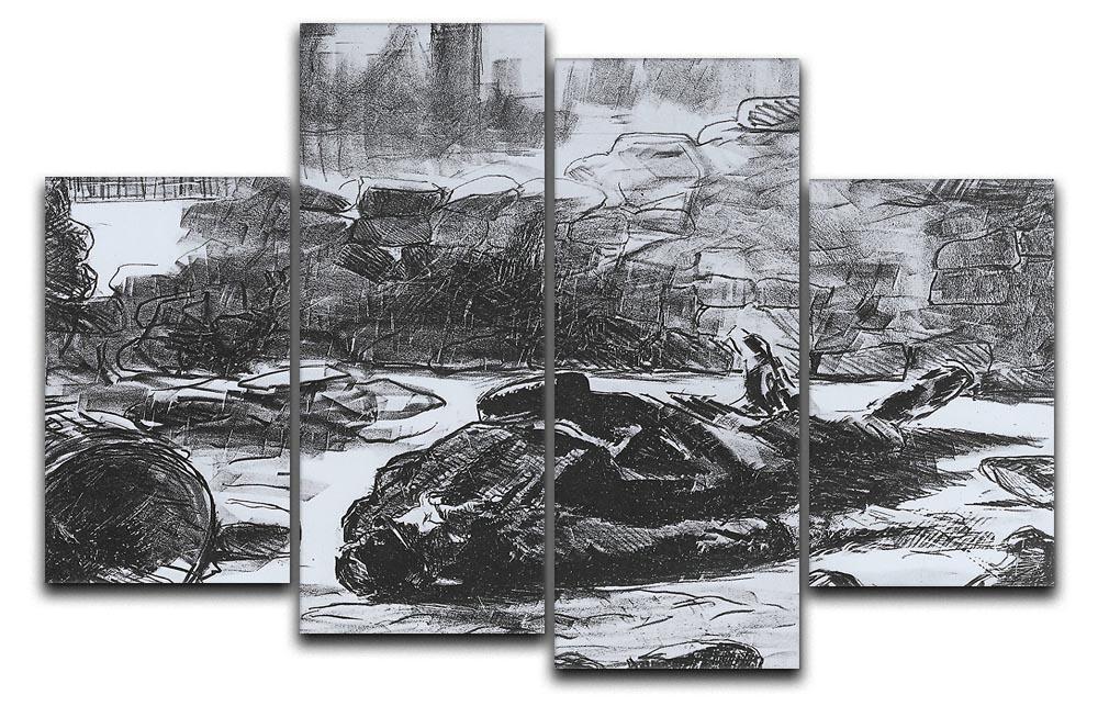 Civil war by Manet 4 Split Panel Canvas  - Canvas Art Rocks - 1