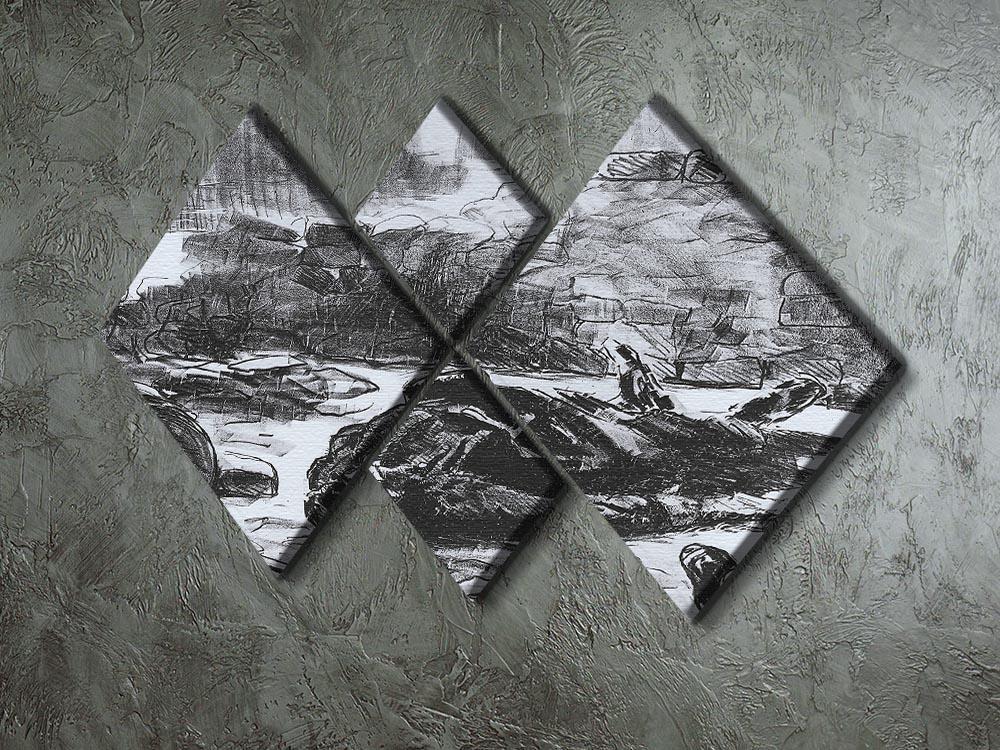 Civil war by Manet 4 Square Multi Panel Canvas - Canvas Art Rocks - 2
