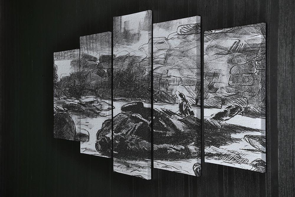 Civil war by Manet 5 Split Panel Canvas - Canvas Art Rocks - 2