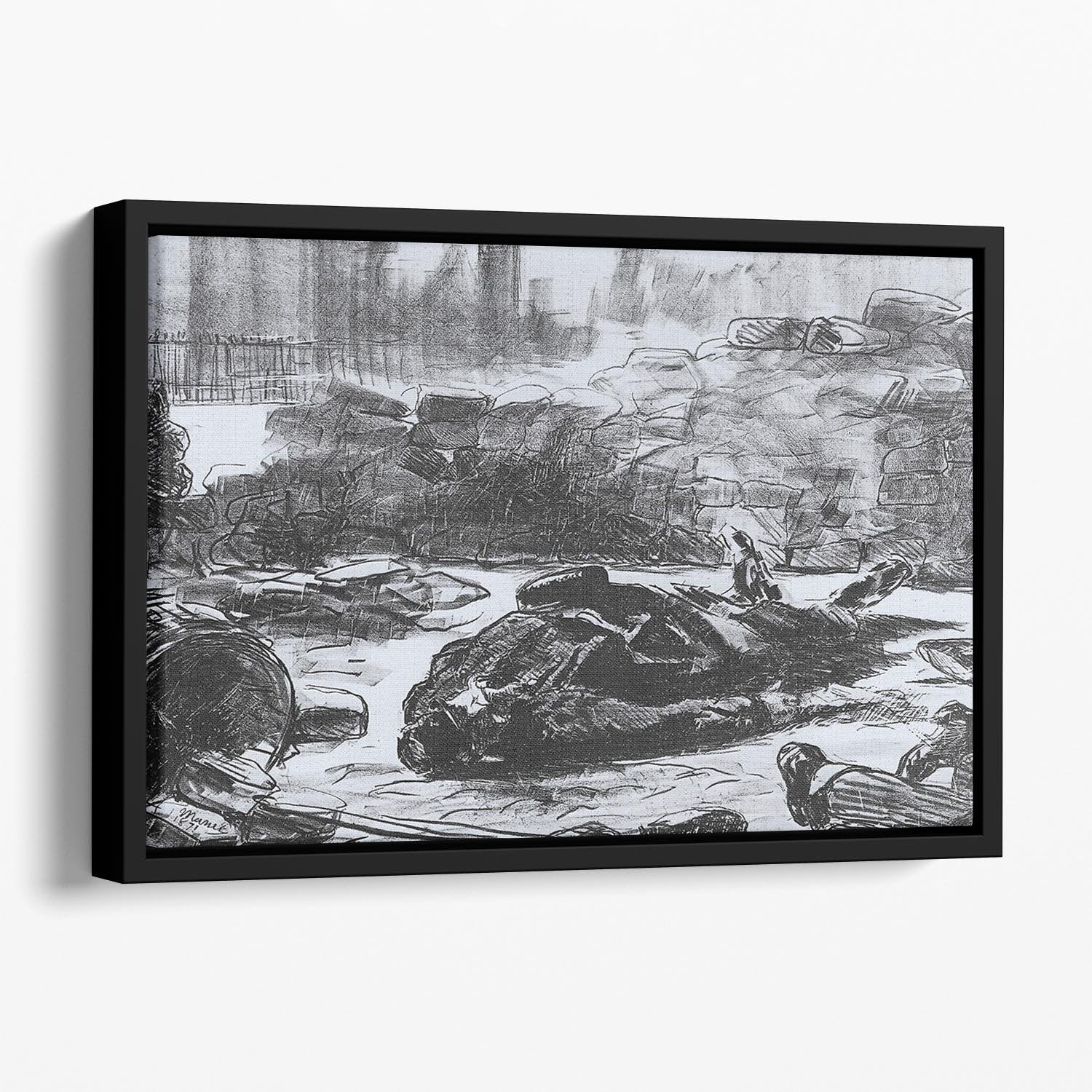Civil war by Manet Floating Framed Canvas