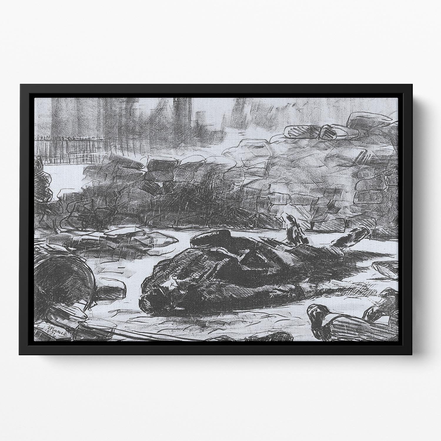 Civil war by Manet Floating Framed Canvas