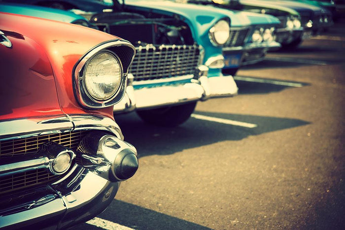 Classic cars in a row Wall Mural Wallpaper
